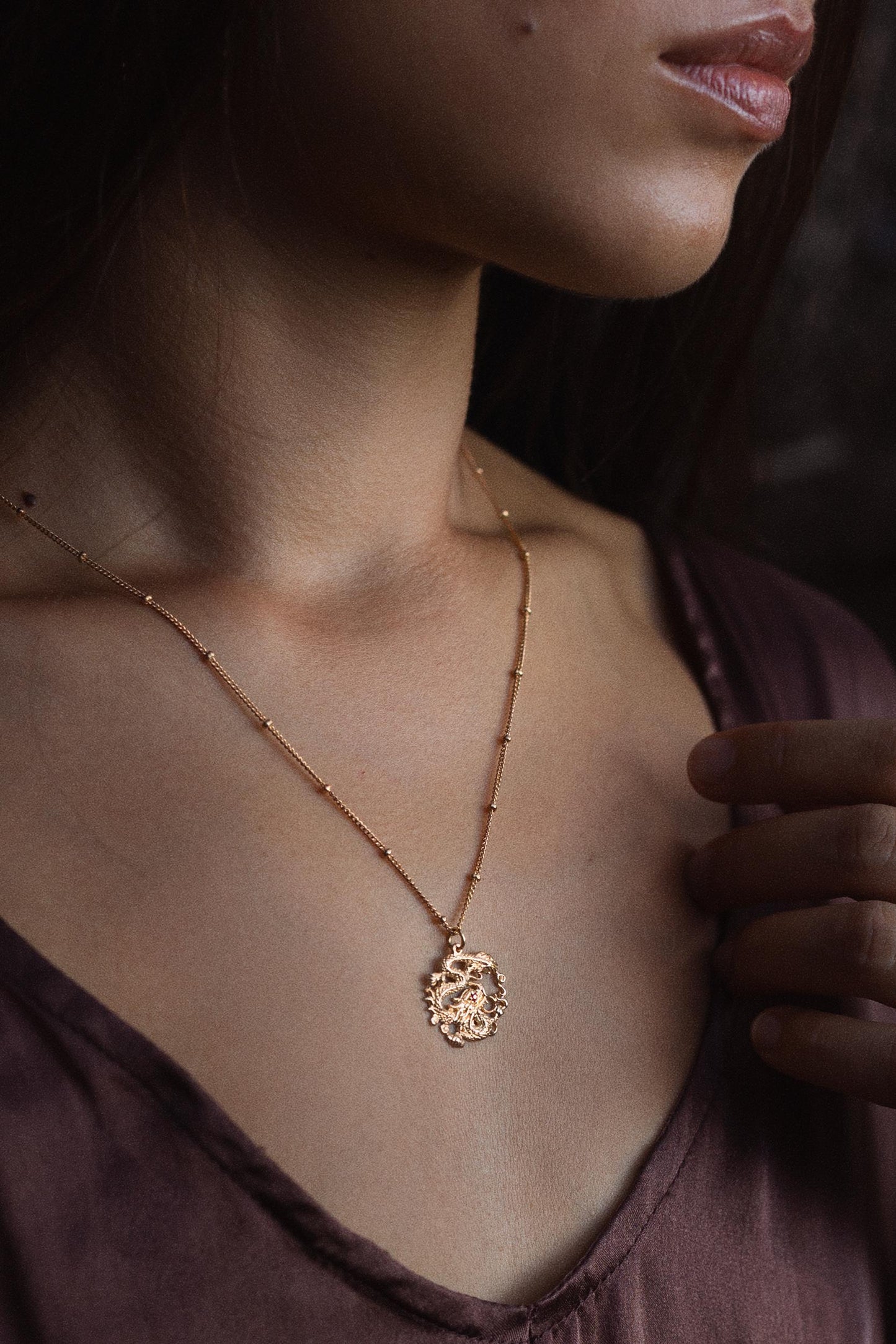 Tibetan Dragon Pendant — Gold