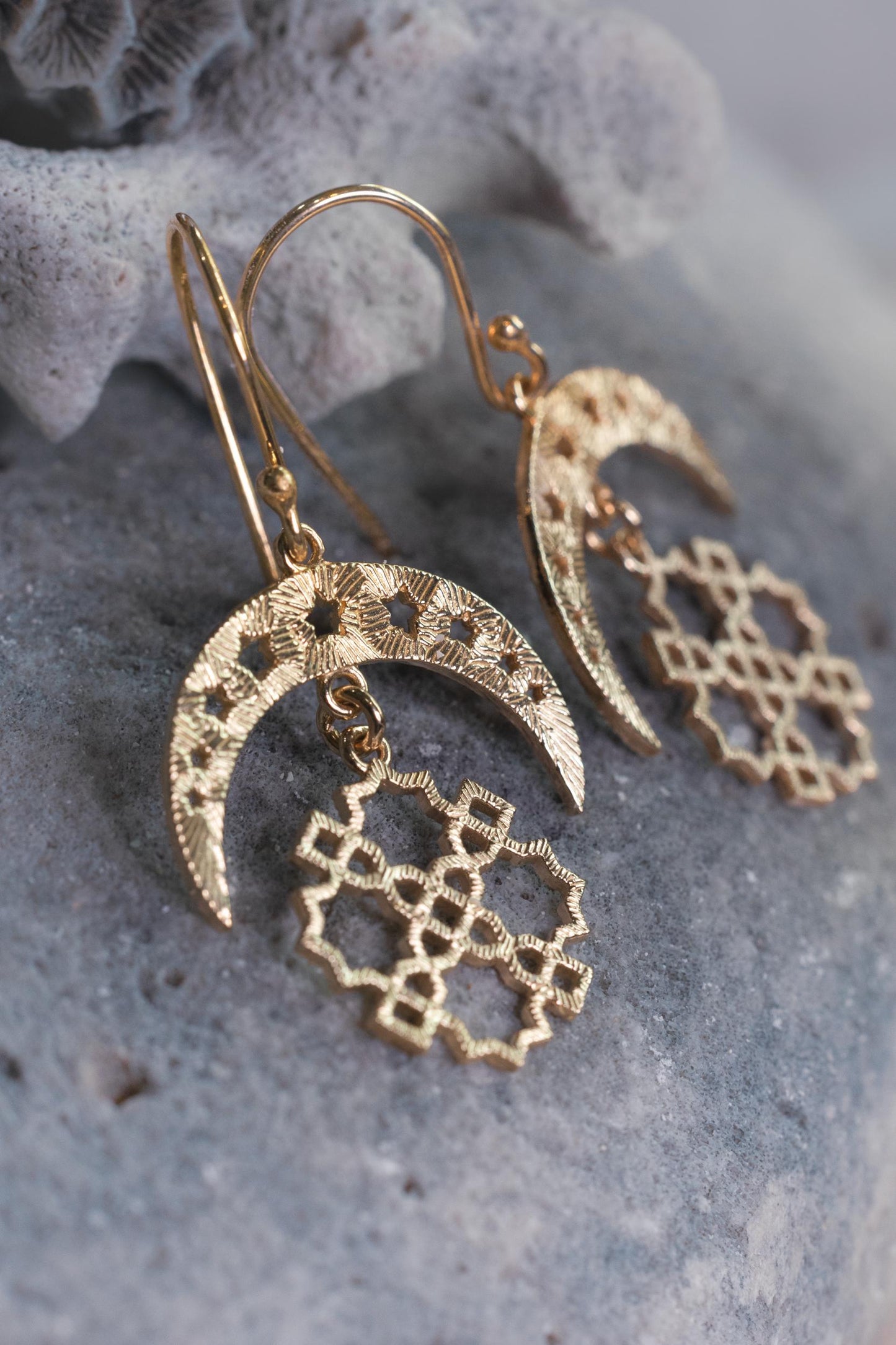 Moon & Sun Celestial Earrings — Gold