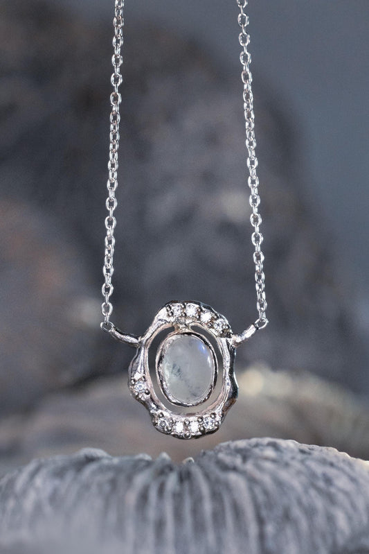Cosmic Light Moonstone Necklace — Silver