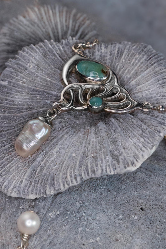 Ocean Spirit Pearl Necklace — Silver