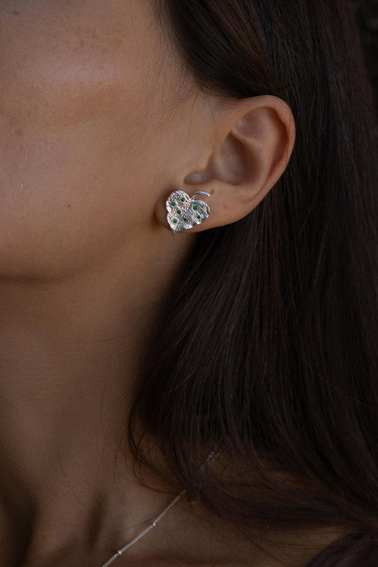 Leaf Relic Earrings — Silver