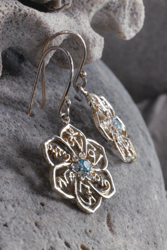 Om Mani Padme Hum Mandala Earrings — Silver