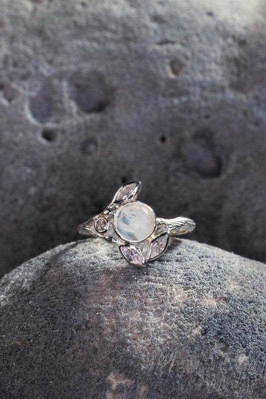 Moonstone Garden Ring — Silver