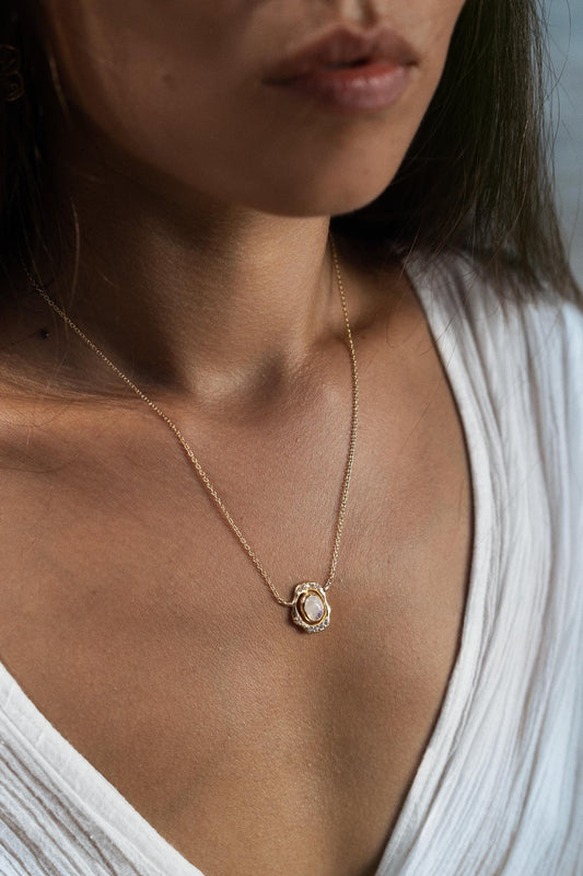 Cosmic Light Moonstone Necklace — Gold