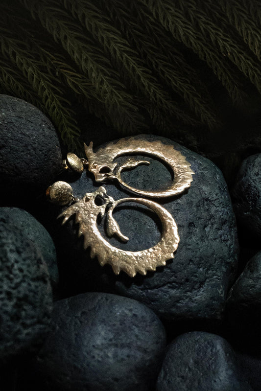 Dragon Guardian Swirl Earrings — Gold