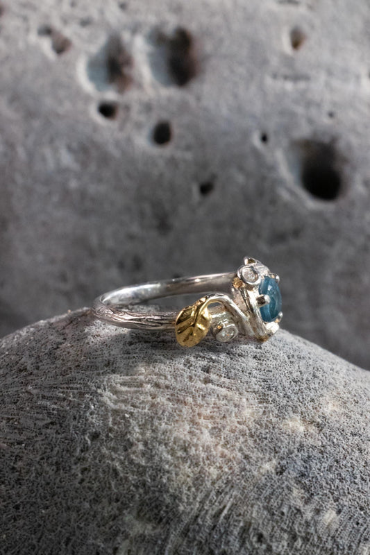 Twig and Leaf Ring — Silver